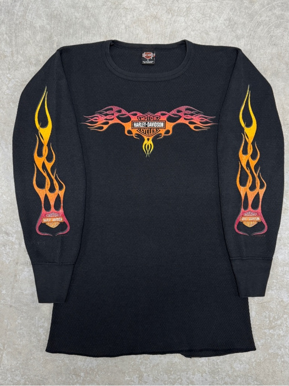 Vintage Harley Davidson Flame Sleeve Thermal